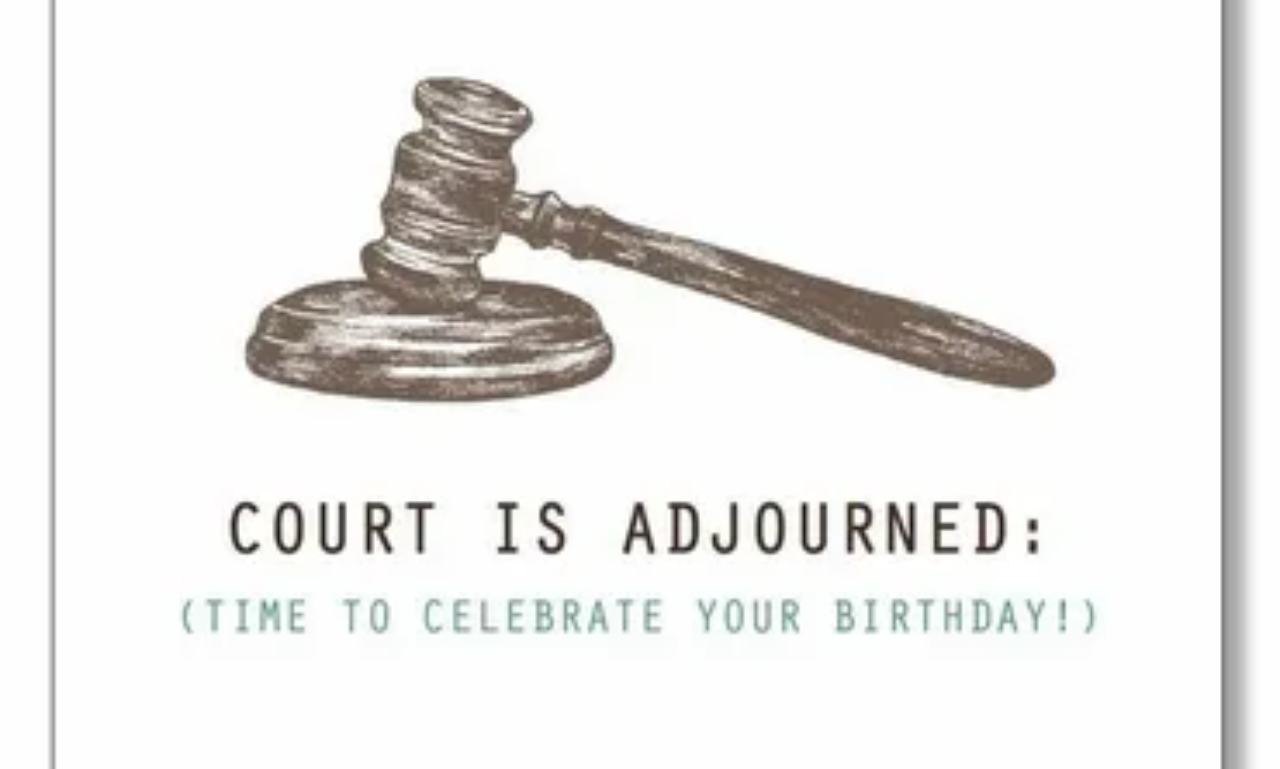 Happy Birthday to a Lawyer wishes with elegant legal scales and birthday decorations