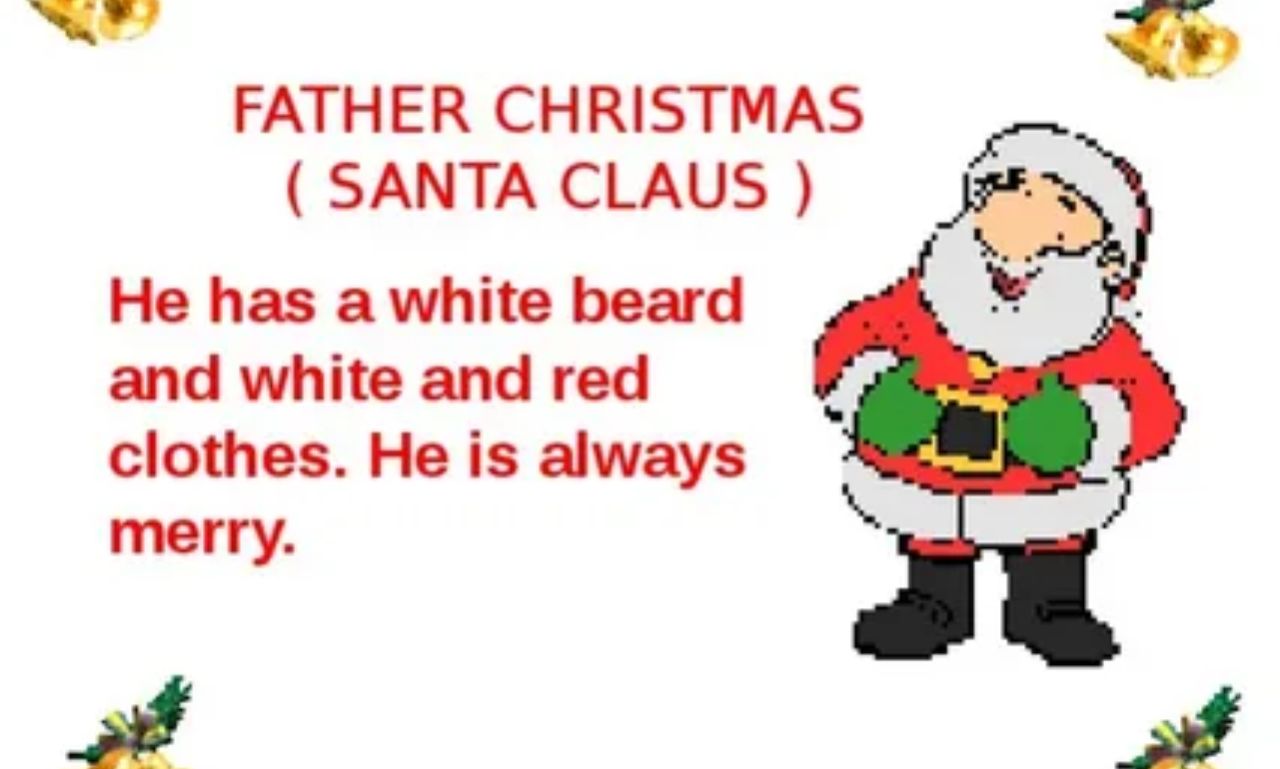 Father Christmas sayings with magical Christmas decorations, gifts, and festive lights